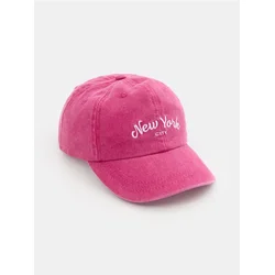 Sinsay - Pamučna kapa sa vezenim natpisom „New York“ - roze