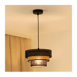 Brilagi - Luster na sajli DAKOTA LUNETA 1xE27/15W/230V prečnik 25 cm crna/ratan