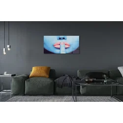tulup.si Slika na steklu Ženska neon ustnice 100x50 cm 2 obešalnika