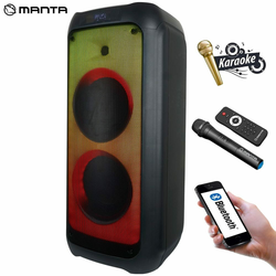 Prenosni Karaoke zvočnik MANTA SPK5360 PRO, Bluetooth 5.0, 12.000W P.M.P.O., TWS, polnilna baterija, Super Bass, FM Radio, USB/microSD/AUX/MIC-in, črn