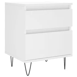 Vidaxl Nočna omarica bela 40x35x50 cm inženirski les
