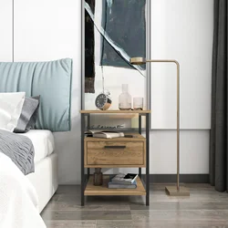 Hanah Home Noćni ormarić Alba 45x61,8x45cm Crno-Hrast