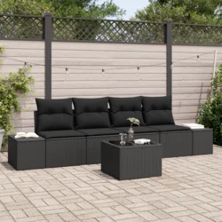Set sofe s jastukom s jastukom 5 pcs Crna poliratan