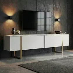 Nordure TV komoda, 180x50x30cm, Bela