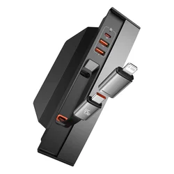 Hub postaja Baseus T-Space Series USB-C - HDMI, USB-C, 3x USB-A, RJ45 za Tesla Model 3/Y - black