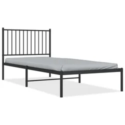 Vidaxl Kovinski posteljni okvir z vzglavjem črn 90x200 cm