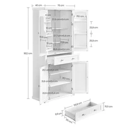 Songmics Kuhinjska shramba omara 76x40x182 cm Bela