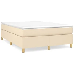 Vidaxl Posteljni okvir z vzmetmi krem 140x190 cm blago