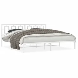Vidaxl Kovinski posteljni okvir z vzglavjem bel 200x200 cm