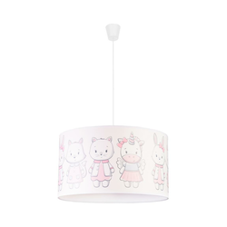 Duolla - Dečiji luster na sajli PRINT M 1xE27/40W/230V prečnik 35 cm sa životinjama
