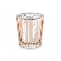 PartyDeco Stekelni svečnik - rožnato zlat 6 cm