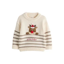 Next Pulover Christmas svetlo bež / rjava / temno rjava / rdeča