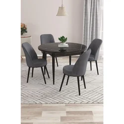 Hanah Home trpezarijski set Kea, sto i 4 stolice, ploča u dekoru crnog mermera, antracit tkanina Babyface