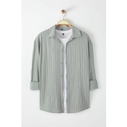 Trendyol Khaki Regular Fit Off Shoulder Textured Shirt