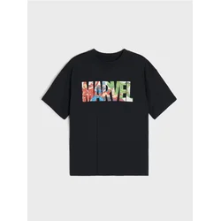 Sinsay - Pamučna oversize majica s printom Marvel - crno