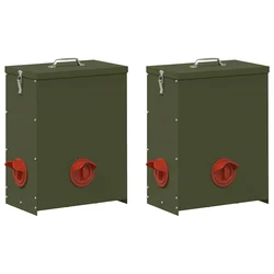 Hranilica za piliće 2 pcs Maslinasto zelena 32,5 x 20,5 x 43 cm