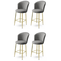 Hanah Home Set barskih stolica Fora, 4 komada, Sivo-zlatni