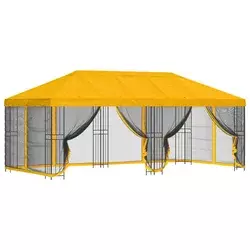 Paviljon s bočnim stranama 6 x 3 m Žuta Poliester i čelik 190