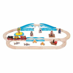 Drveni igralni set Bigjigs Rail – Piratski vlak i tračnice