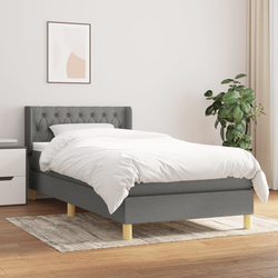 vidaXL Box spring postelja z vzmetnico temno siva 90x200 cm blago
