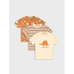 Sinsay - Pamučne majice sa motivom dinosaurusa 3 pack - krem