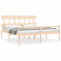 Vidaxl Posteljni okvir z vzglavjem 200x200 cm trden les