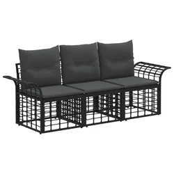 Set vanjskih sofa 3 pcs Crna i tamno siva Poliester