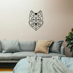 Wallity Zidna dekoracija Wolf2 Metal Decor, 41 x 57 cm, Crna