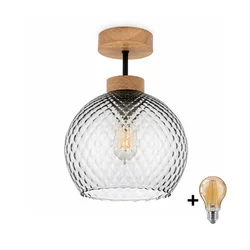 BRILAGI - LED Nadgradni luster R GLASS 1xE27/60W/230V O 25 cm hrast/dimna siva