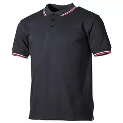 Polo Shirt, black, red-white stripes, button border