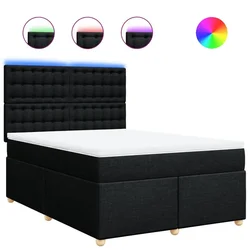 Vidaxl Box spring postelja z vzmetnico črna 140x200 cm blago
