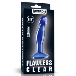 Flawless clear glass butt plug- blue