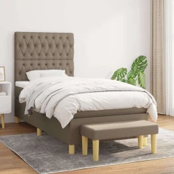 Vidaxl Box spring postelja z vzmetnico taupe 100x200 cm blago