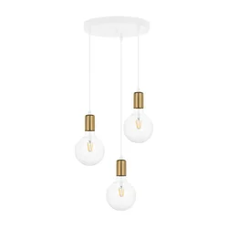 Okrugli luster na sajli MIROS 3xE27/60W/230V, beli/zlatni
