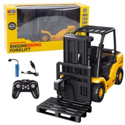 LEAN TOYS RC viličar, 2.4G, s paleto, rumena