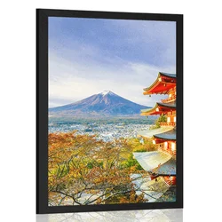 Plakat pogled na Chureito Pagodo in goro Fuji - 30x45 black