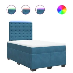 Vidaxl Box spring postelja z vzmetnico modra 120x200 cm žamet