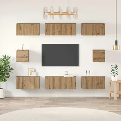 Set TV komoda 8 pcs Umjetnički hrast Konstruirano drvo