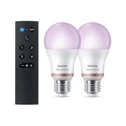 Komplet 2x LED RGB prigušiva sijalica Philips SMART A60 E27/8,5W/230V 2200-6500K + daljinski upravljač