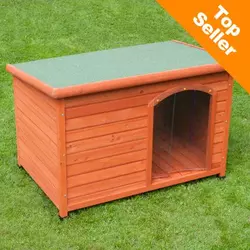 Woody kućica za pse s ravnim krovom i plastičnim vratima - Veličina M: Š 104 x D 66 x V 70 cm