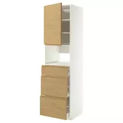 METOD / MAXIMERA Visoki element za ugradne uređaje, bela/Voxtorp im. hrastovine, 60x60x220 cm