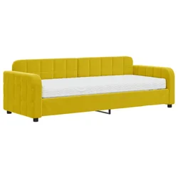 Vidaxl Dnevna postelja z vzmetnico rumena 80x200 cm žamet