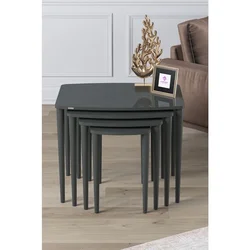 Hanah Home set od 4 umetnutih stočića Telwe, antracit