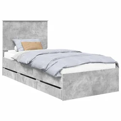 Krevetna konstrukcija s ladicama Betonski sivi 75 x 190 cm