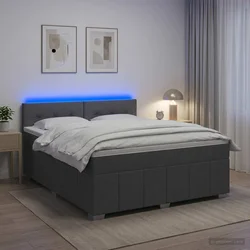 vidaXL Postelja boxspring z vzmetnico Temno siva 160 x 200 cm Blago