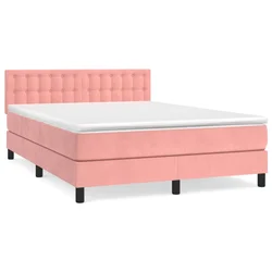 Vidaxl Box spring postelja z vzmetnico roza 140x200 cm žamet