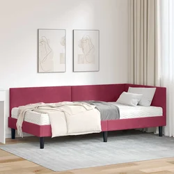 Kutni krevetni okvir s madracem Ostalo 2 pcs Zelena Baršun