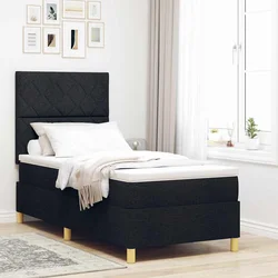 LED Box Spring Krevet s uzglavljem Crna 100 x 200 cm tkanina
