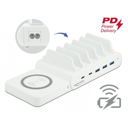 Delock 2 USB in brezžični polnilec. USB Type-C PD in 3 kos. Tip A USB s 110 W