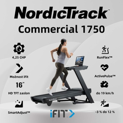 NordicTrack Commercial 1750 - tekalna steza - 4,25 CHP - 16” HD zaslon na dotik - možnost uporabe aplikacije iFit dobava december 2024 - NordicTrack - tekalna steza